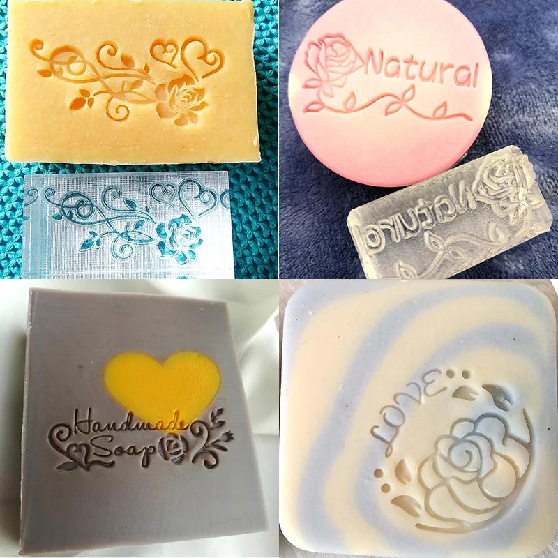 Rose Flower Series Acrylic Clear Transparent Handmade Soap Stamp Seal For Soap Making Supplies Kits Custom Logo Supp
